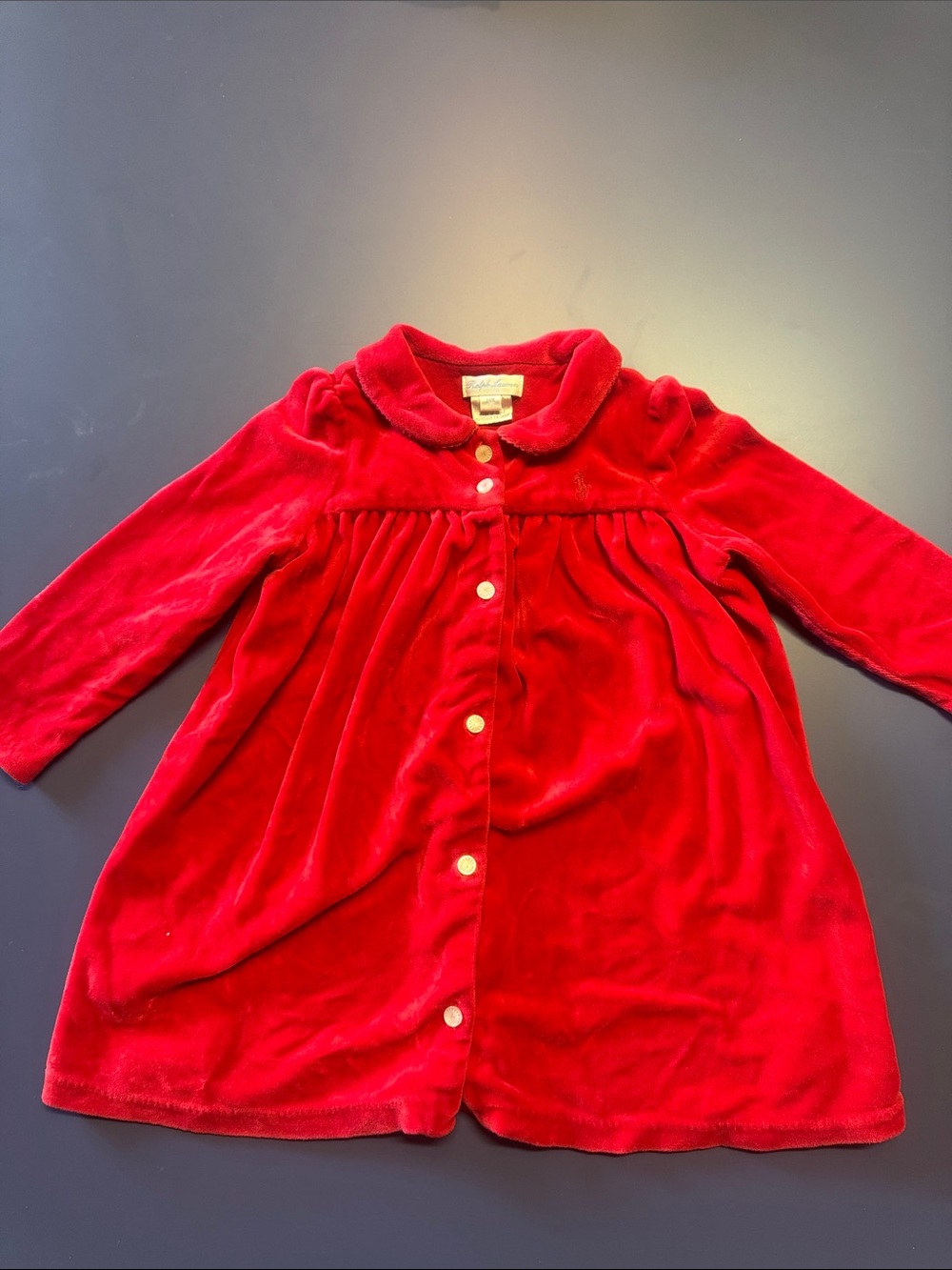 Ralph Lauren Red Velvet Button-Front Girls' Dress